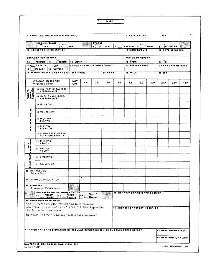 Enlisted Performance Evaluation Report (front) 12045_48