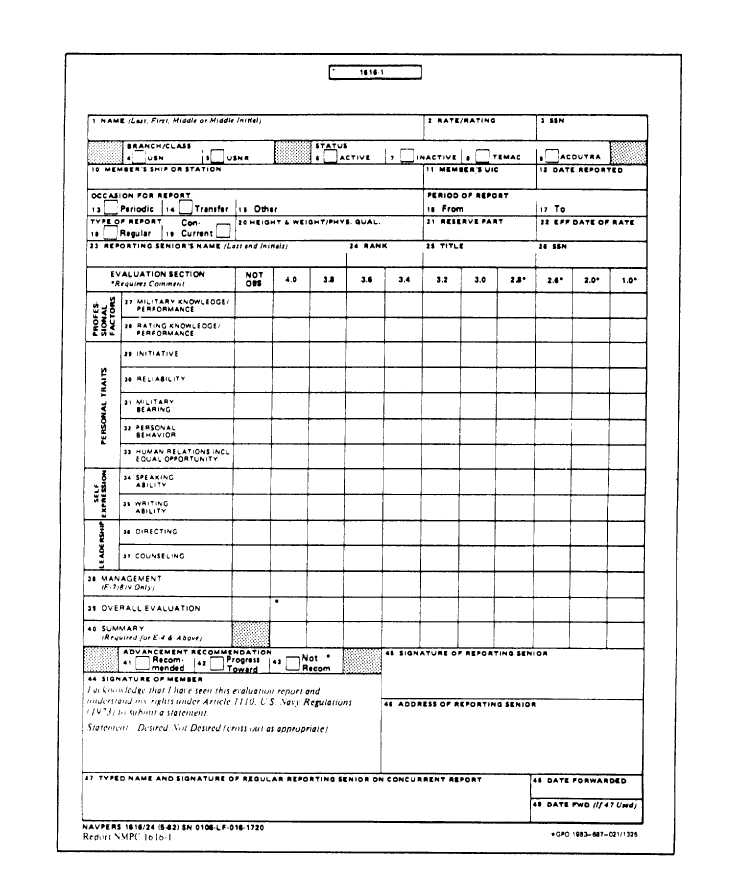 Enlisted Performance Evaluation Report front 14146 52